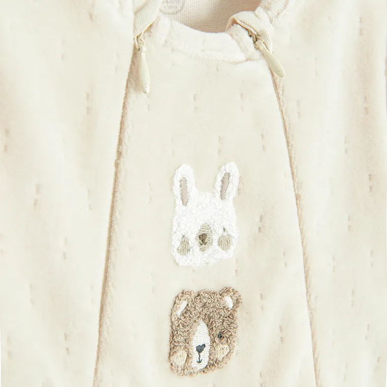 Cool Club, Pijama tip salopeta pentru bebelusi, velur, bej