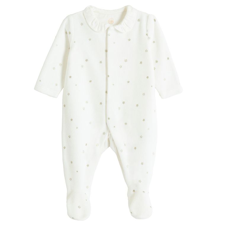 Cool Club, Pijama tip salopeta pentru fete, velur, alb