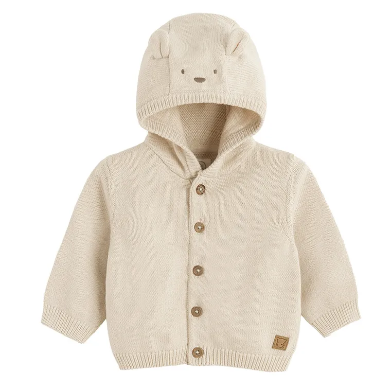 Cool Club, Pulover cu gluga pentru baieti, cu nasturi, bej