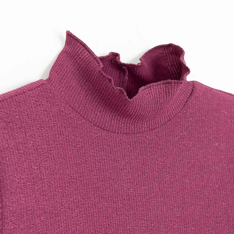 Cool Club, Pulover cu guler inalt pentru fete, din tricot striat, roz