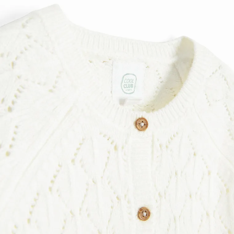 Cool Club, Pulover pentru fete, cu nasturi, alb