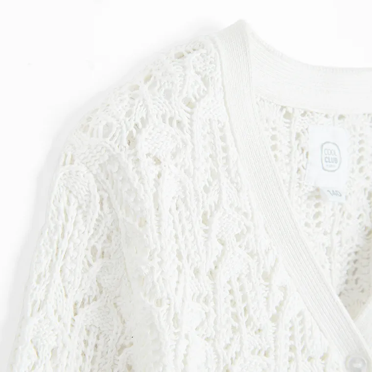 Cool Club, Pulover pentru fete, cu nasturi, alb
