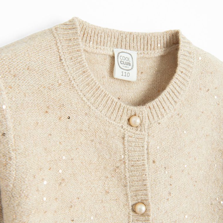 Cool Club, Pulover pentru fete, cu nasturi, bej