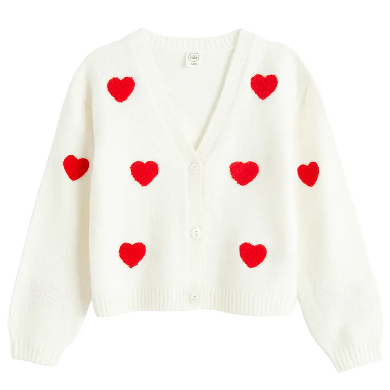 Cool Club, Pulover pentru fete, cu nasturi, ecru