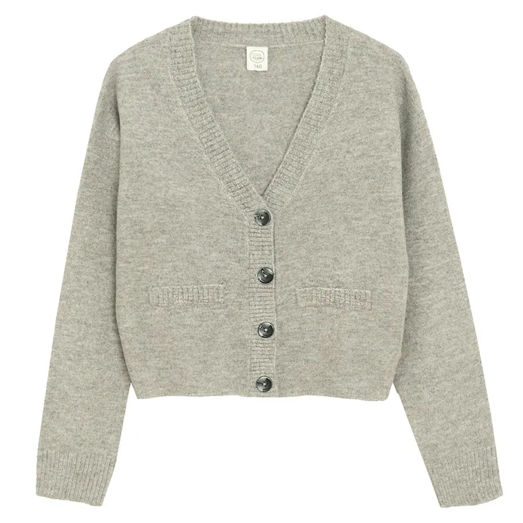Cool Club, Pulover pentru fete, cu nasturi, oversize, gri melanj