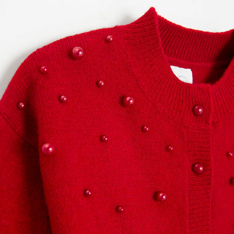 Cool Club, Pulover pentru fete, cu nasturi, rosu