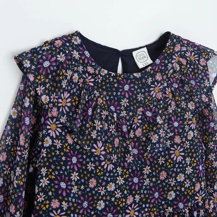 Cool Club, Rochie cu maneca lunga pentru fete, bleumarin