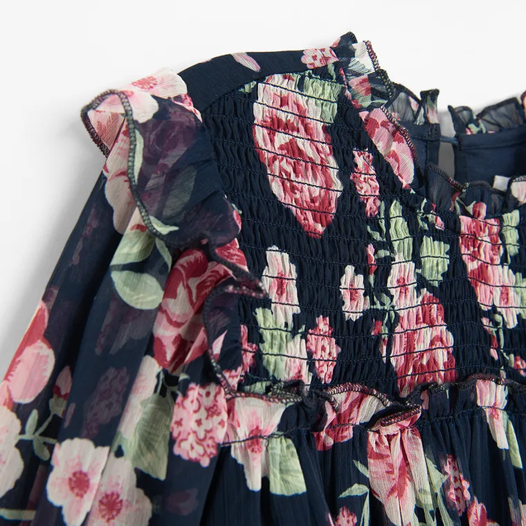 Cool Club, Rochie cu maneca lunga pentru fete, bleumarin