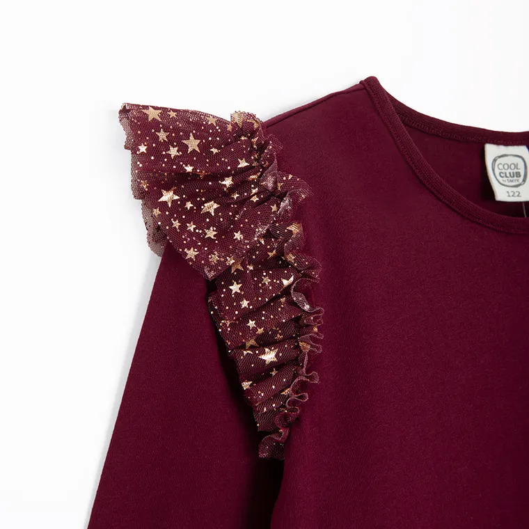 Cool Club, Rochie cu maneca lunga pentru fete, claret