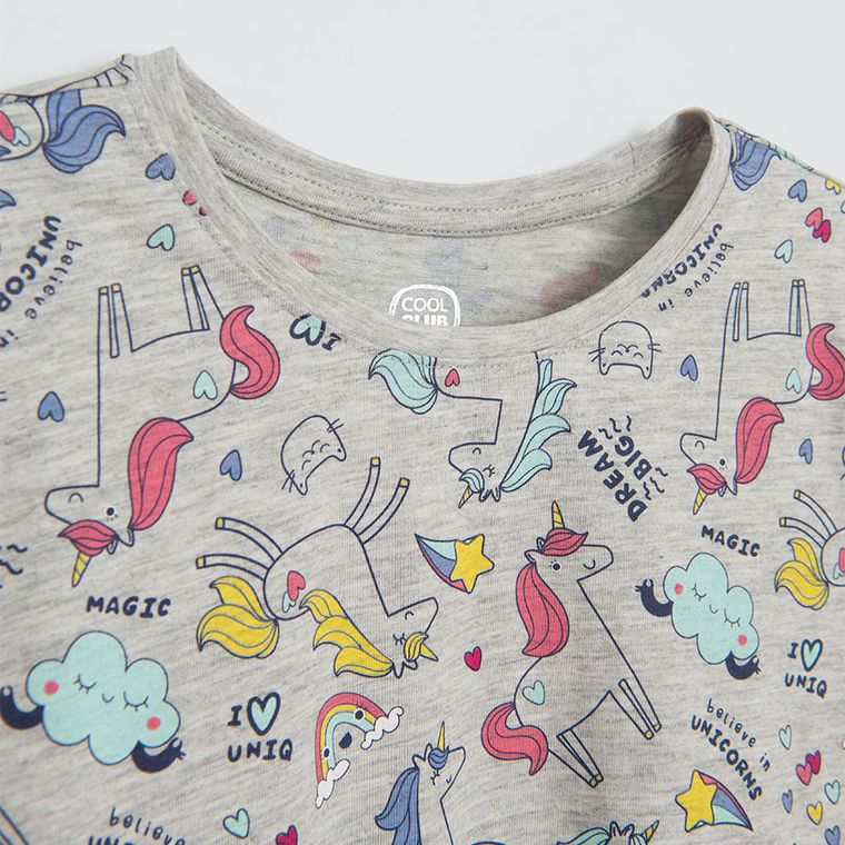 Cool Club, Rochie cu maneca lunga pentru fete, gri melanj