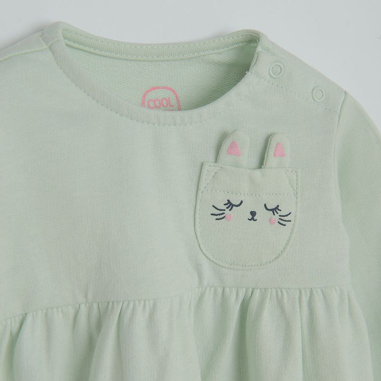 Cool Club, Rochie cu maneca lunga pentru fete, menta verde