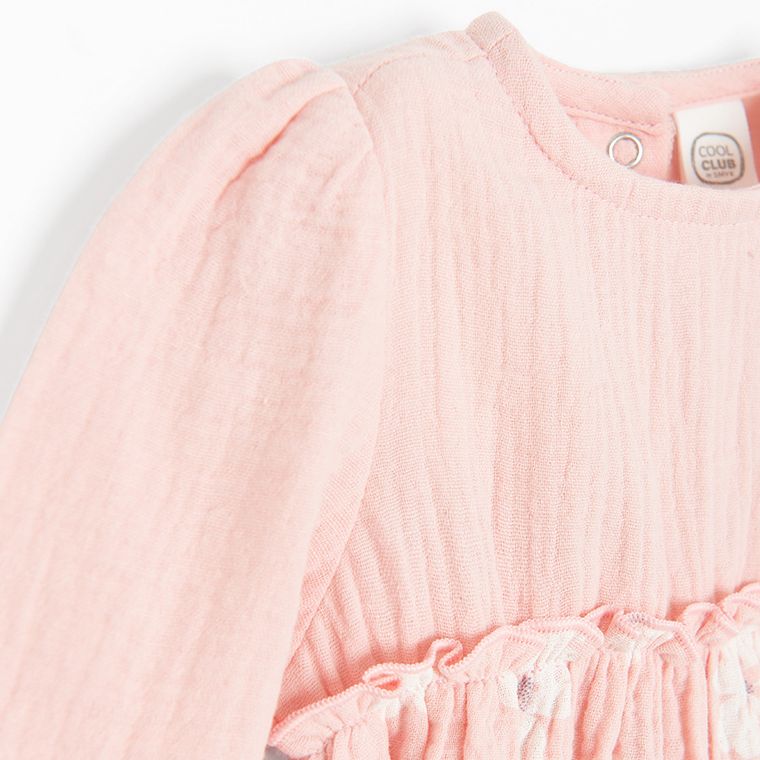 Cool Club, Rochie cu maneca lunga pentru fete, muselina, roz