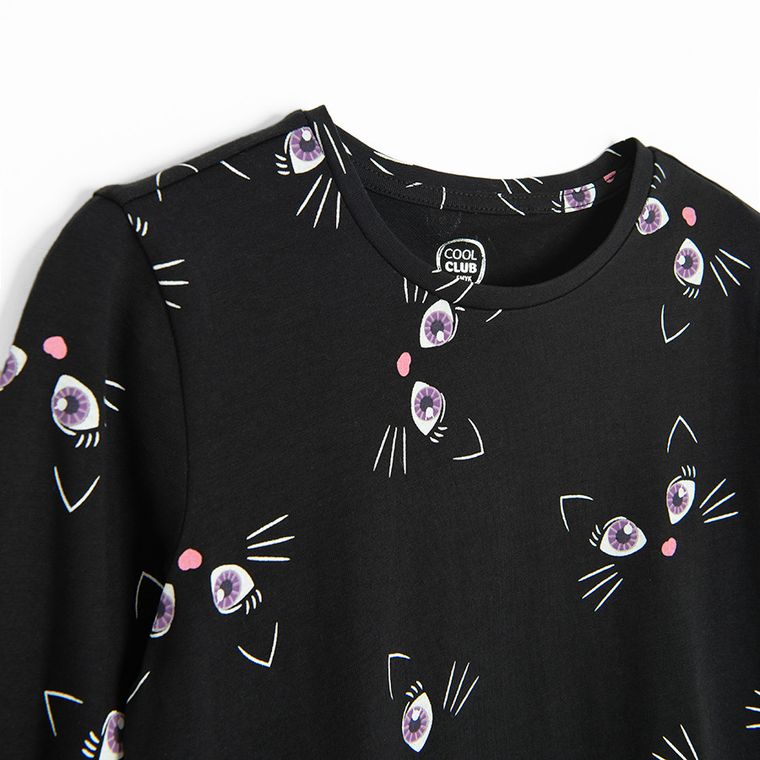 Cool Club, Rochie cu maneca lunga pentru fete, negru