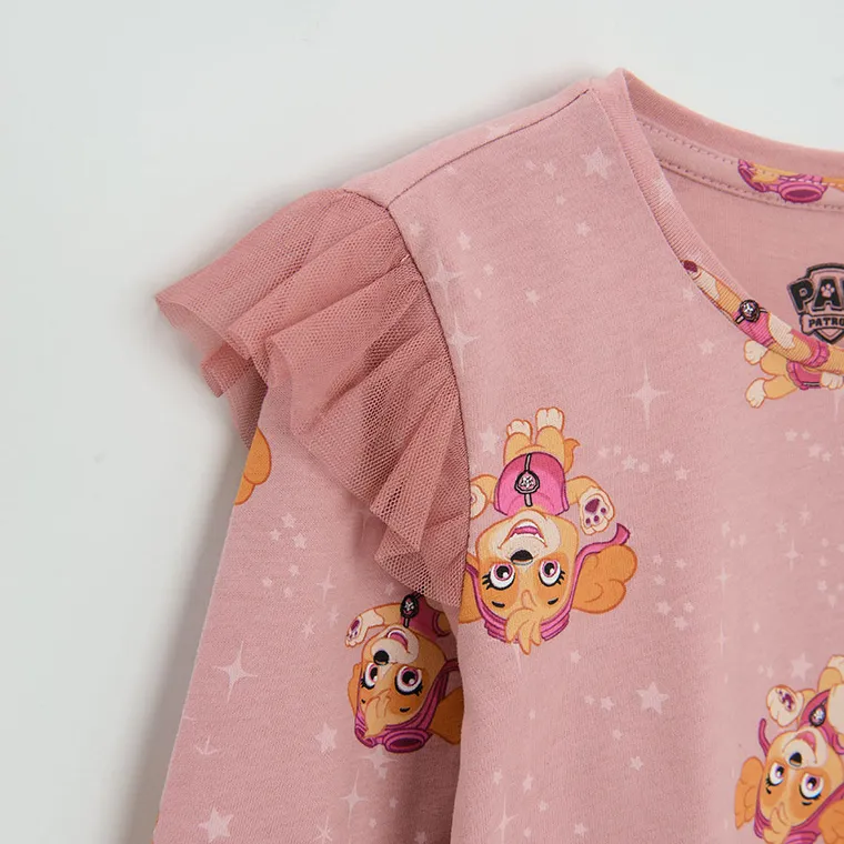Cool Club, Rochie cu maneca lunga pentru fete, roz, imprimeu Paw Patrol