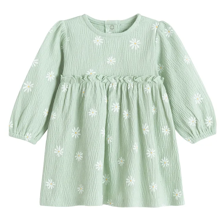 Cool Club, Rochie cu maneca lunga pentru fete, verde