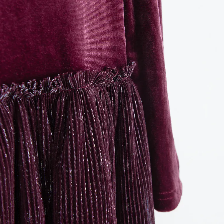 Cool Club, Rochie cu maneca lunga pentru fete, violet inchis
