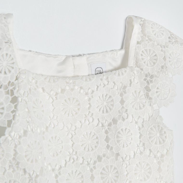 Cool Club, Rochie cu maneca scurta pentru fete, alb
