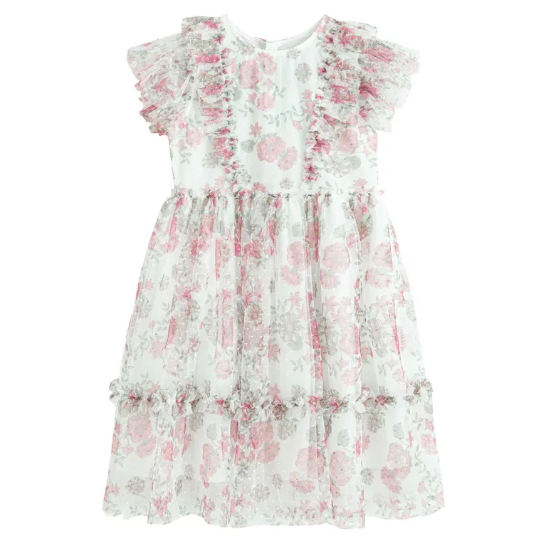 Cool Club, Rochie cu maneca scurta pentru fete, alb