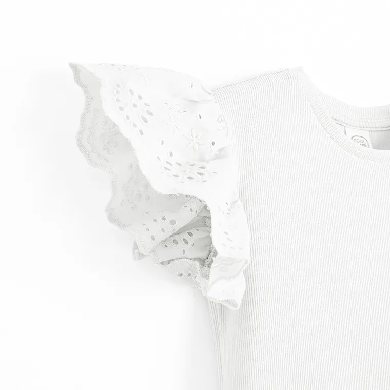 Cool Club, Rochie cu maneca scurta pentru fete, alb