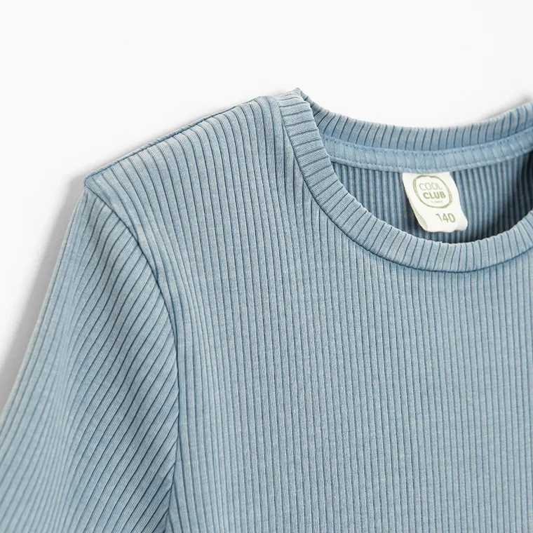 Cool Club, Rochie cu maneca scurta pentru fete, din tricot striat, albastru
