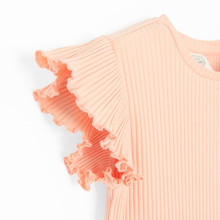 Cool Club, Rochie cu maneca scurta pentru fete, din tricot striat, portocaliu