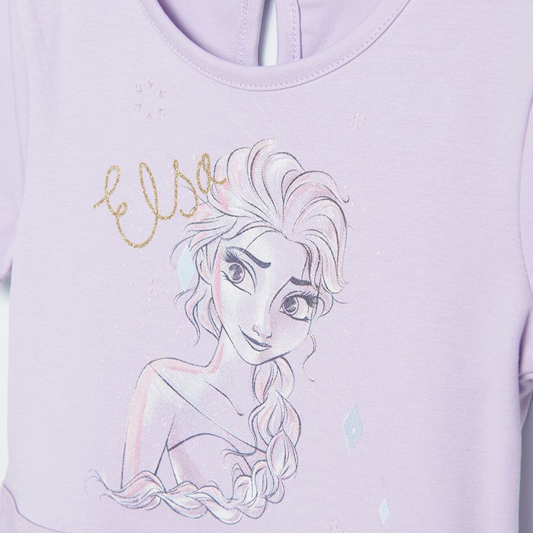Cool Club, Rochie cu maneca scurta pentru fete, mov, imprimeu Elsa, Frozen 2