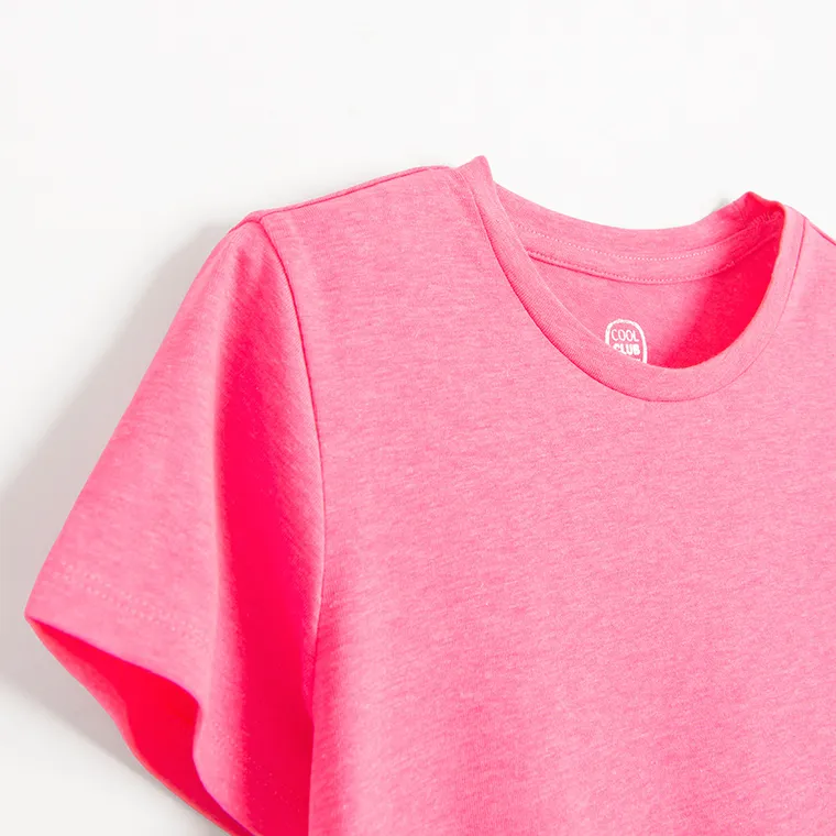 Cool Club, Rochie cu maneca scurta pentru fete, roz fluo