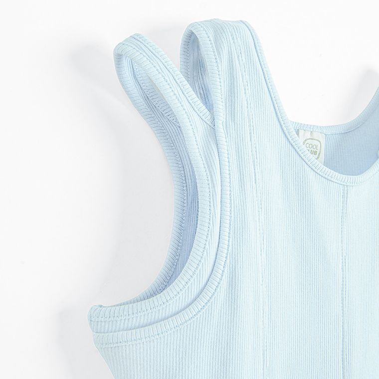 Cool Club, Rochie fara maneci pentru fete, din tricot striat, albastru