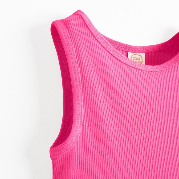 Cool Club, Rochie fara maneci pentru fete, din tricot striat, roz