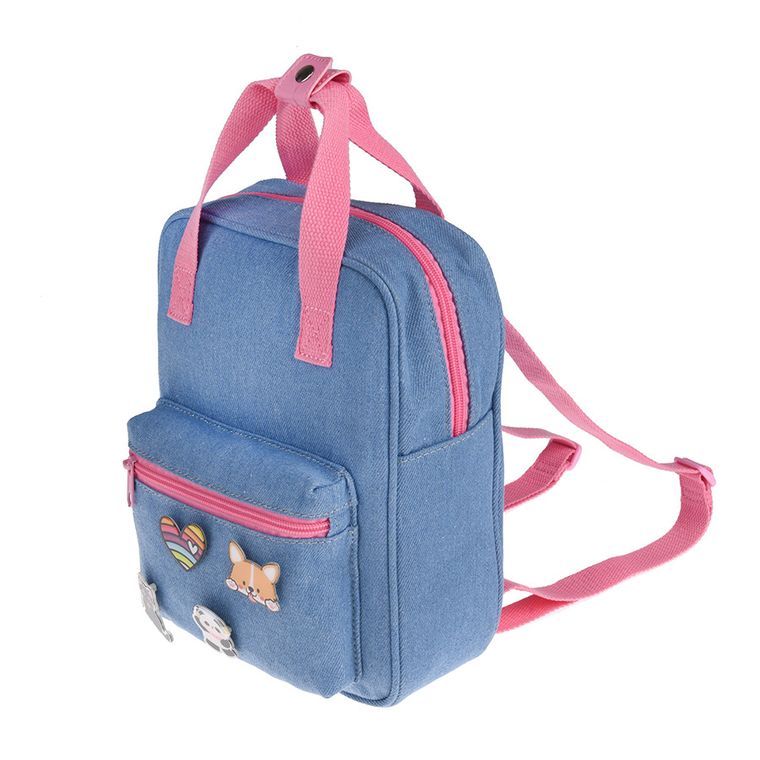 Cool Club, rucsac din denim cu insigne, albastru