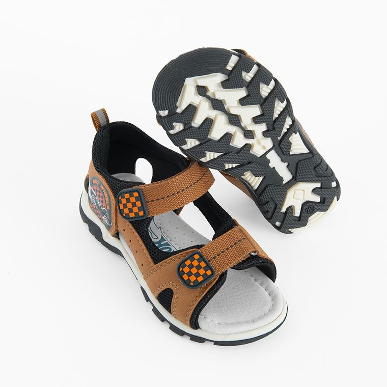 Cool Club, Sandale pentru baieti, maro, imprimeu Hot Wheels