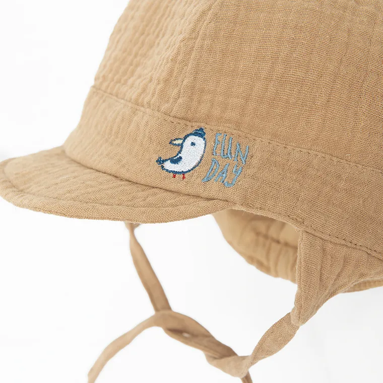 Cool Club, Sapca pentru baieti, cu snur, muselina, maro deschis