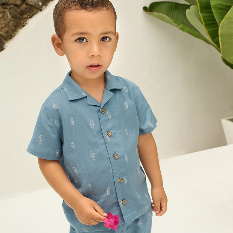 Cool Club, Set pentru baieti, Camasa cu maneca scurta, Pantaloni scurti, albastru