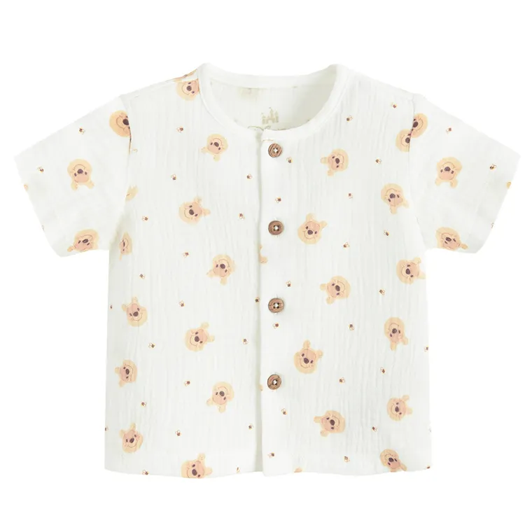 Cool Club, Set pentru baieti, Camasa cu maneca scurta, Pantaloni scurti, muselina, alb, imprimeu Winnie the Pooh