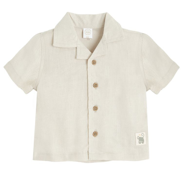 Cool Club, Set pentru baieti cu in, Camasa cu maneca scurta, Pantaloni scurti, bej