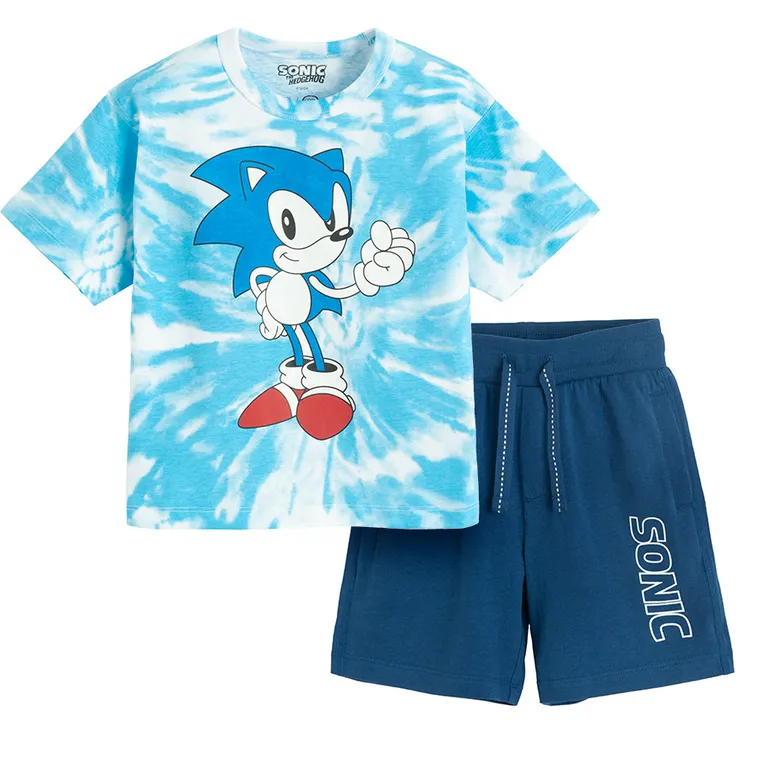Cool Club, Set pentru baieti, Tricou, Pantaloni scurti, albastru, imprimeu Sonic the Hedgehog