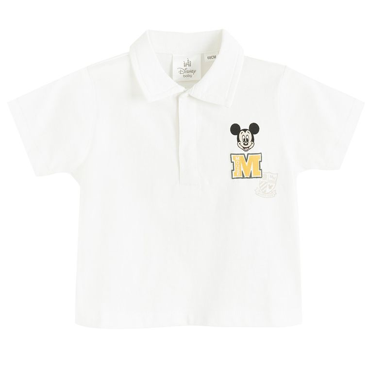Cool Club, Set pentru baieti, Tricou polo cu maneca scurta, Pantaloni scurti, alb, imprimeu Mickey Mouse