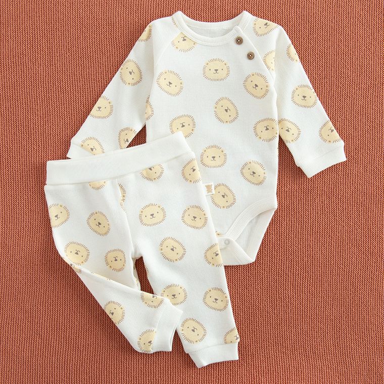 Cool Club, Set pentru bebelusi, Body cu maneca lunga, Pantaloni, din tricot striat, alb