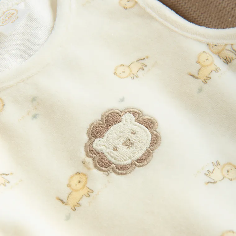 Cool Club, Set pentru bebelusi, Body cu maneca lunga, Salopeta cu botosei, velur, mix