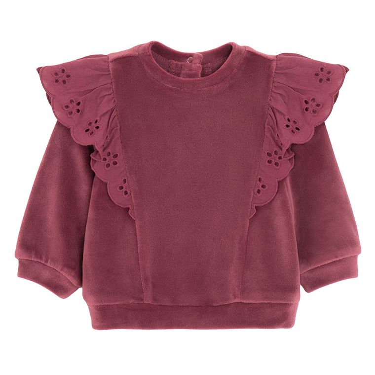 Cool Club, Set pentru fete, Bluza, Colanti, din tricot striat, velur, burgundia