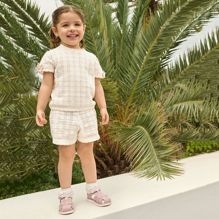 Cool Club, Set pentru fete, Bluza cu maneca scurta, Pantaloni scurti, ecru