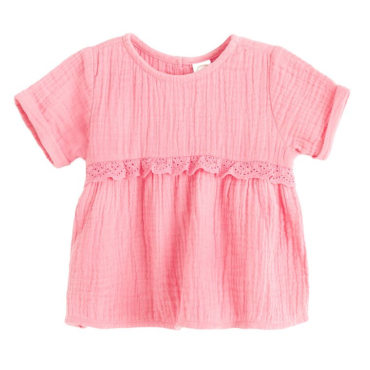 Cool Club, Set pentru fete, Bluza cu maneca scurta, Pantaloni scurti, muselina, roz