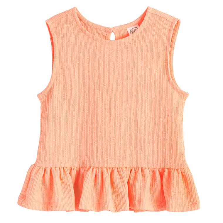 Cool Club, Set pentru fete, Bluza fara maneci, Pantaloni din textil, wide, portocaliu