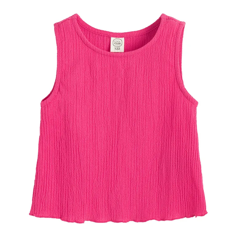 Cool Club, Set pentru fete, Bluza fara maneci, Pantaloni din textil, wide, roz