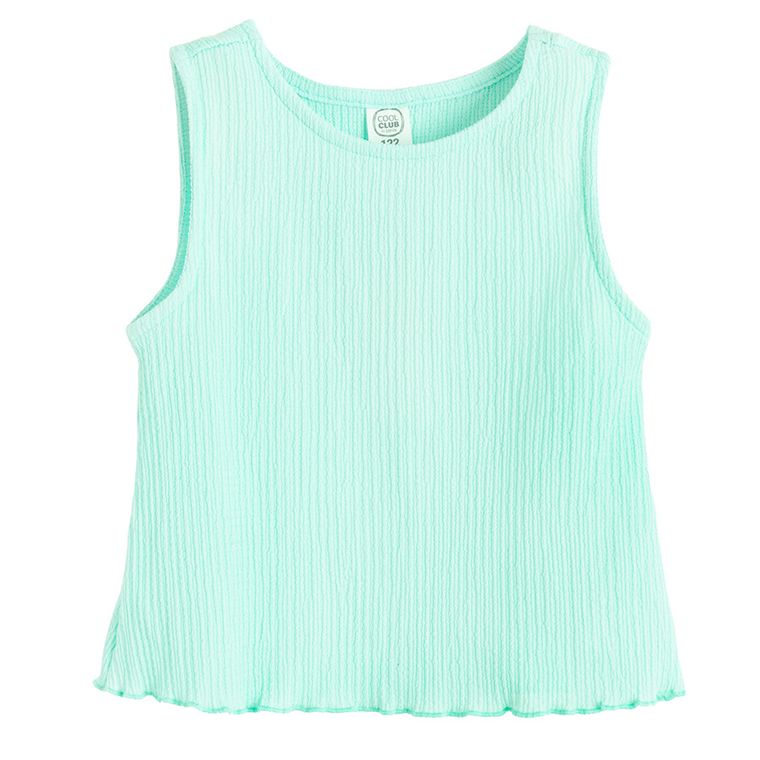 Cool Club, Set pentru fete, Bluza fara maneci, Pantaloni din textil, wide, turcoaz