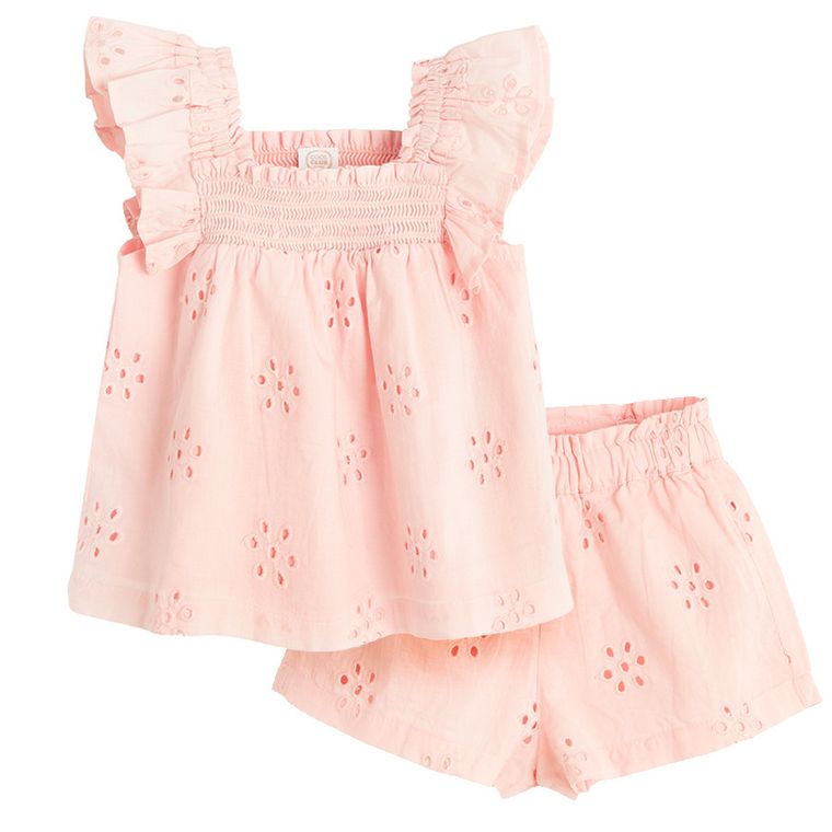 Cool Club, Set pentru fete, Bluza fara maneci, Pantaloni scurti, roz