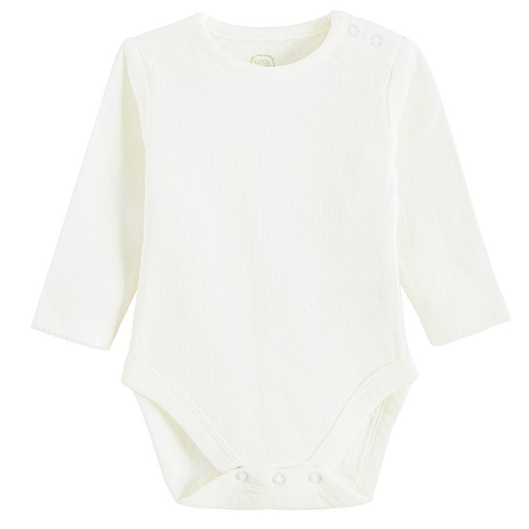 Cool Club, Set pentru fete, Body cu maneca lunga, Salopeta cu botosei, alb