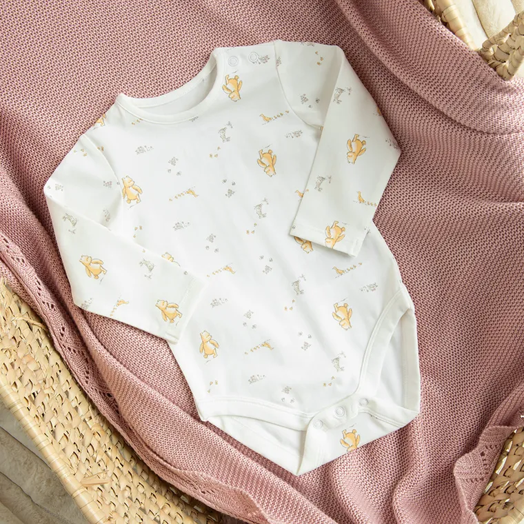 Cool Club, Set pentru fete, Body cu maneca lunga, Salopeta fara botosei, mix, imprimeu Winnie the Pooh