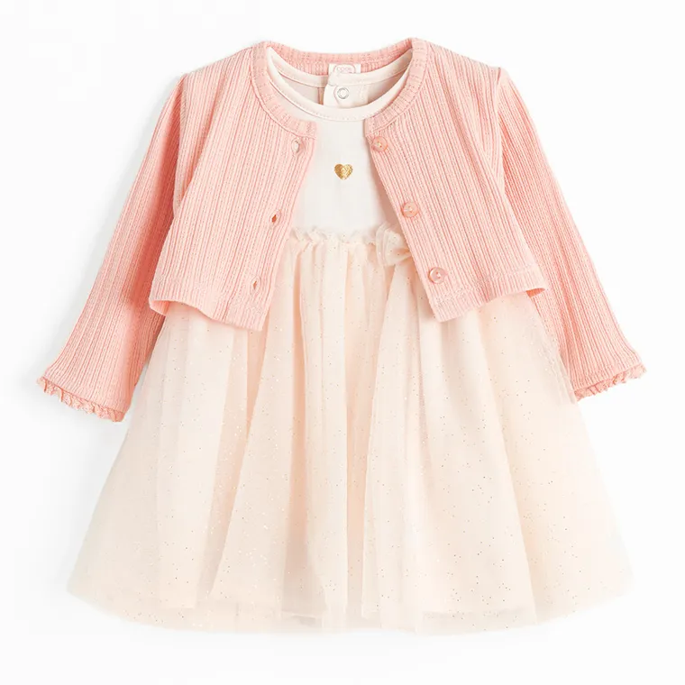 Cool Club, Set pentru fete, Body-rochie cu maneca scurta, Bolero, roz