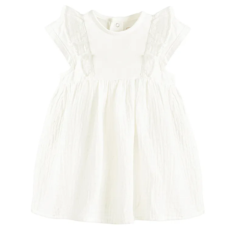 Cool Club, Set pentru fete, Body-rochie cu maneca scurta, Palarie, muselina, alb